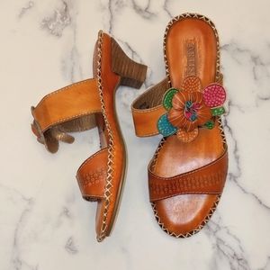 NEW L'Artiste Camel Oceanside Leather Sandal